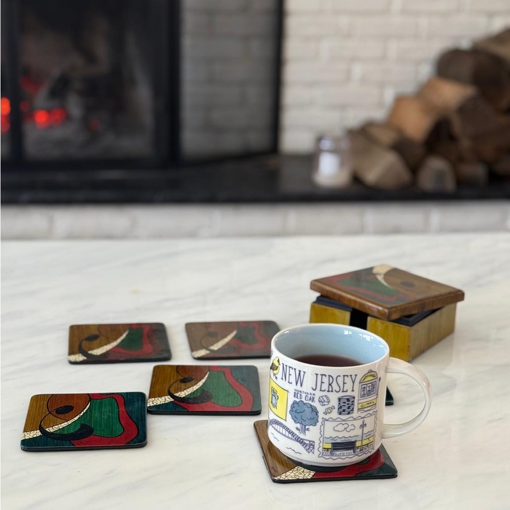 Colorful Abstract Coaster Set - Picture 8 of 10
